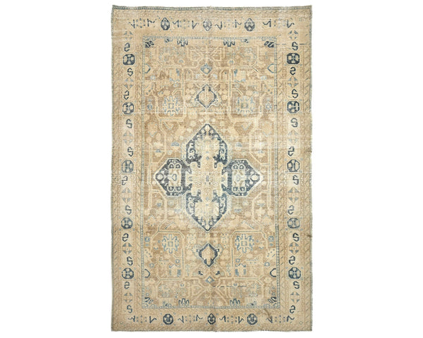 5x9 Vintage Brown Persian Style Hand Knotted Low Pile Wool Area Rug